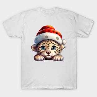 Christmas Peeking Baby Leopard T-Shirt